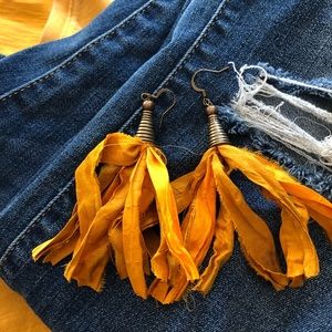 Gold Silk Tassel Earrings